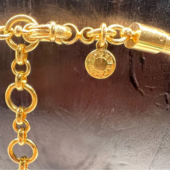 J.Crew Lucite and Crystal Collar Necklace Green Yellow Multi-Color Light Gold Ox - Picture 9 of 15